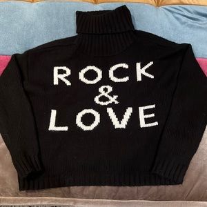 “Rock And Love” black knit sweater